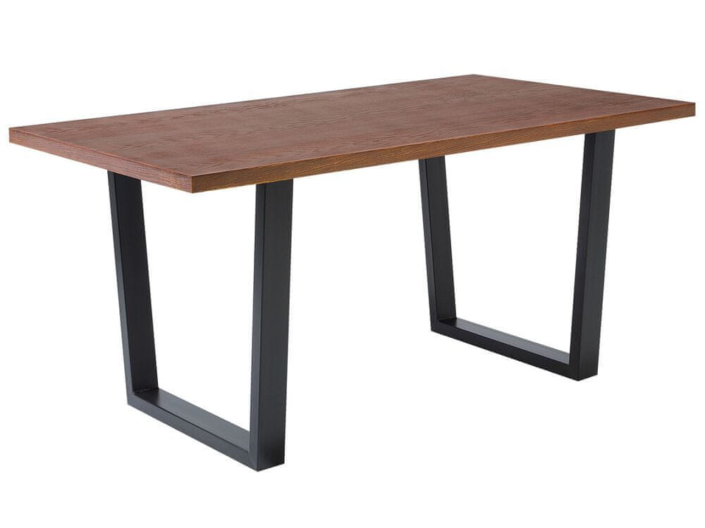 Beliani Jedálenský stôl 160 x 90 cm tmavé drevo/čierna AUSTIN